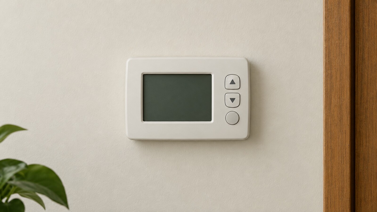 Illustration of a thermostat mounted on an interior wall