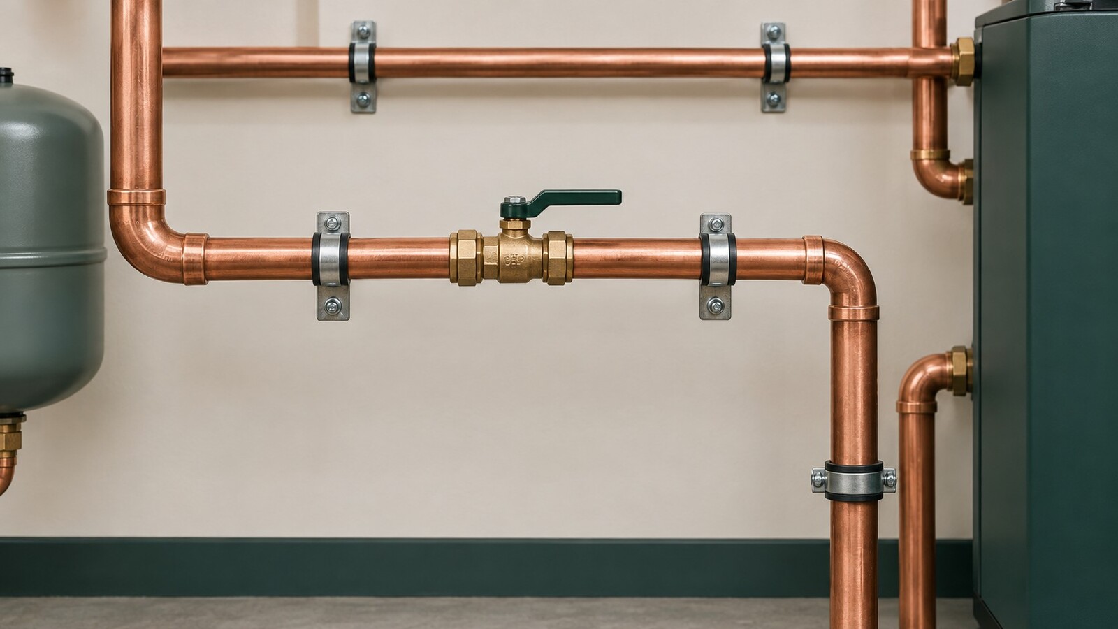Illustration of copper heating pipe connections