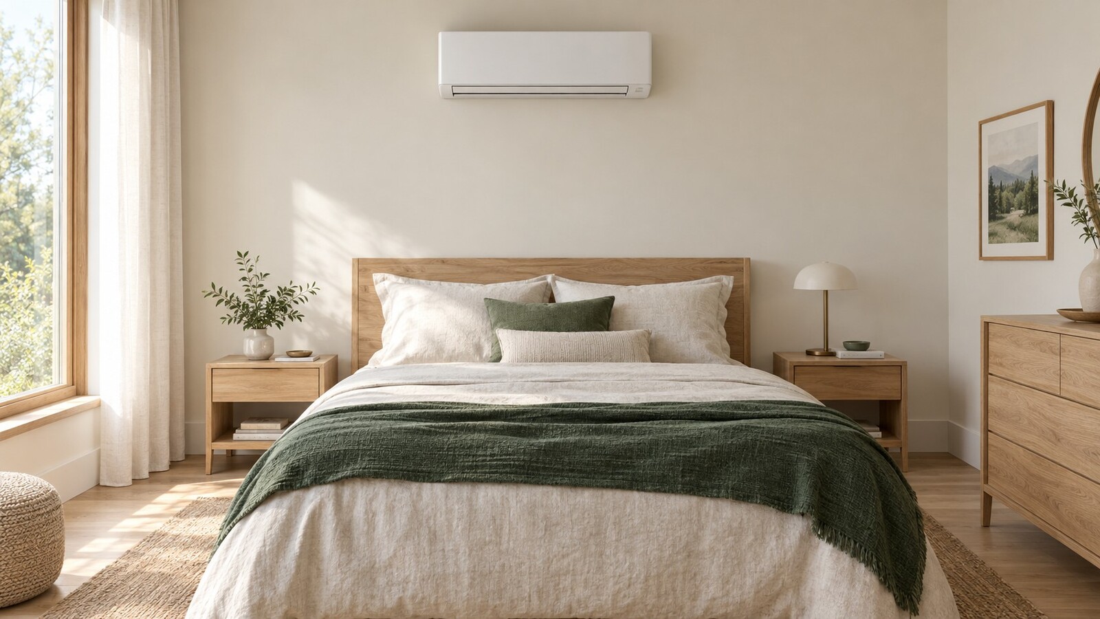 Illustration of a finished room with a ductless system
