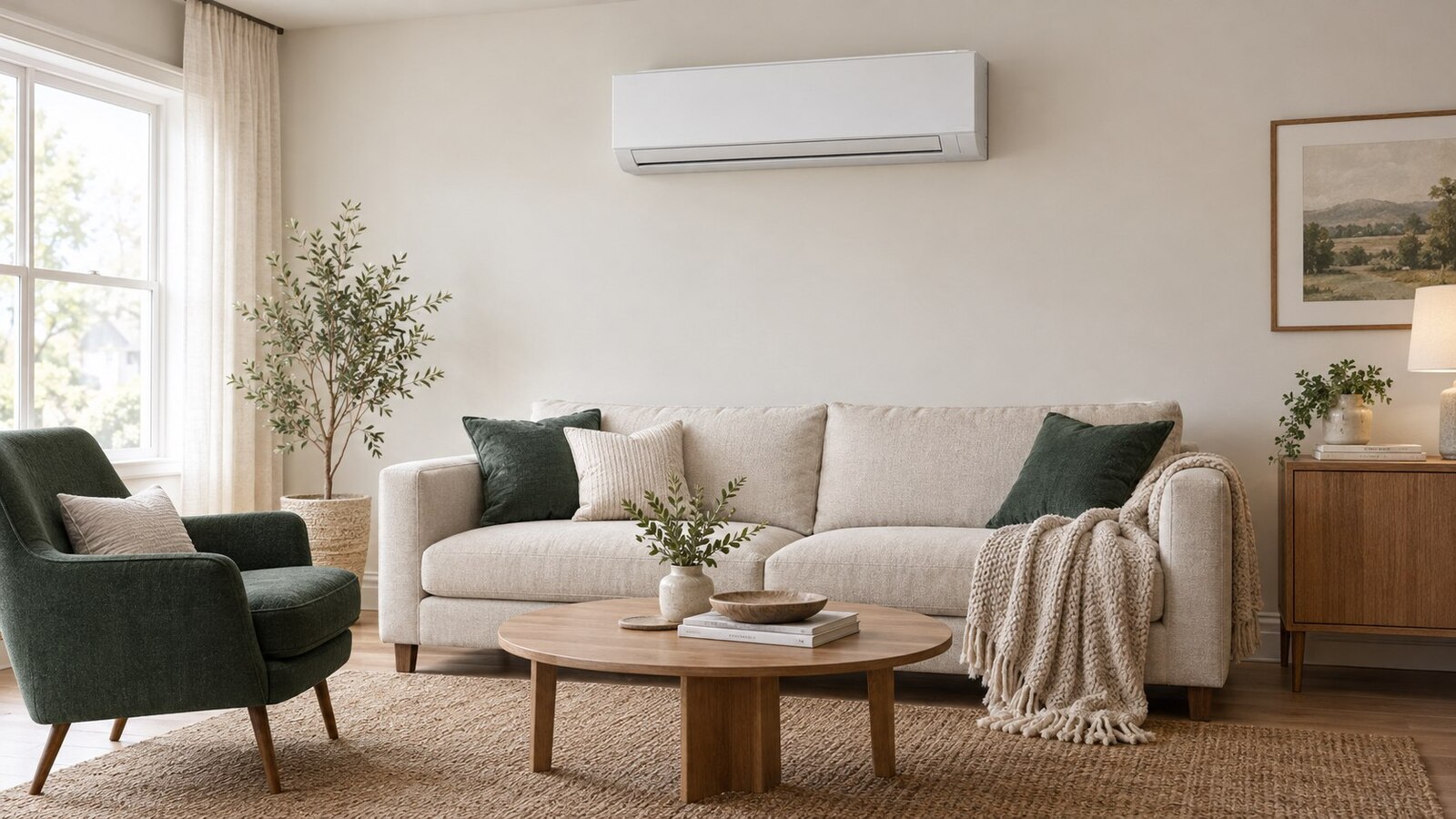 Illustration of a wall-mounted ductless indoor unit