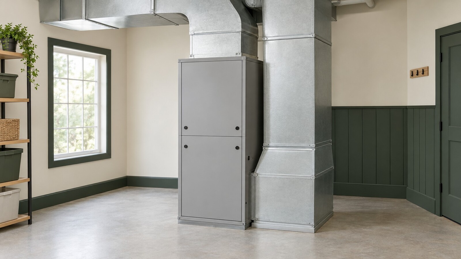 Illustration of a new HVAC system in a utility space