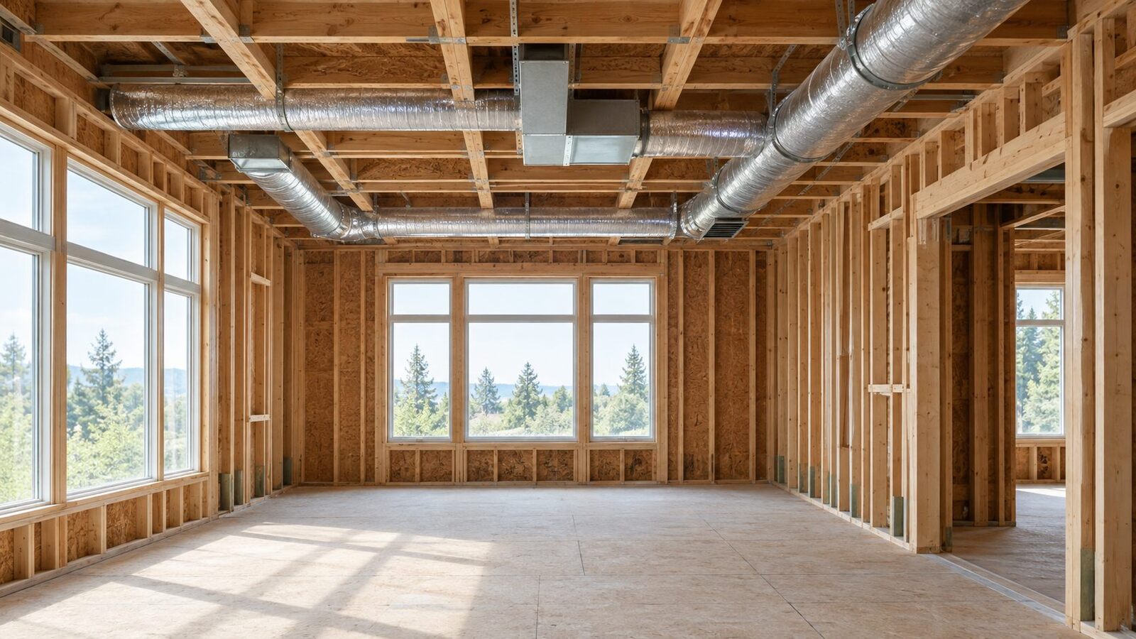 Illustration of home renovation plans and HVAC planning materials